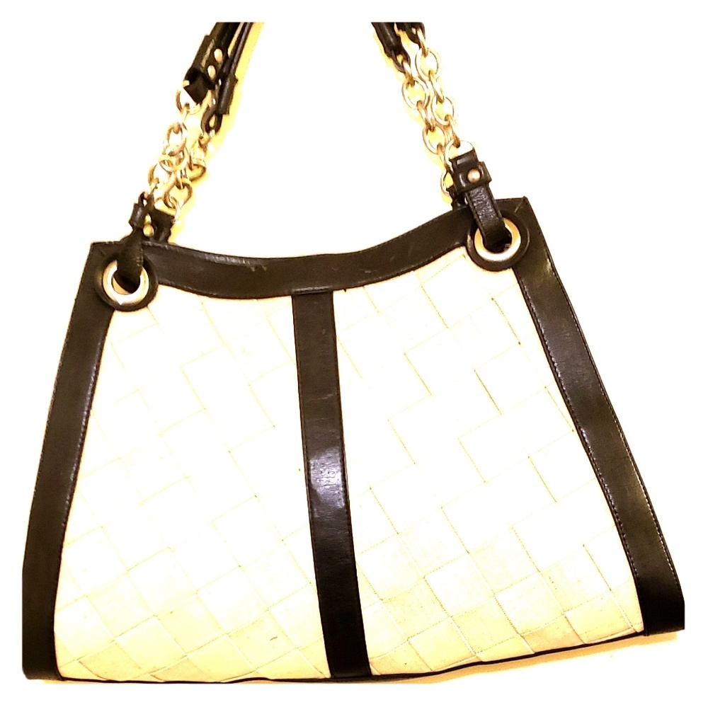 Oversized Tote with black leather trim